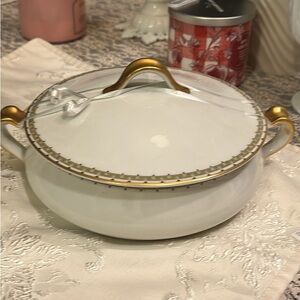Haviland White and Gold Dinnerware Serving Dish